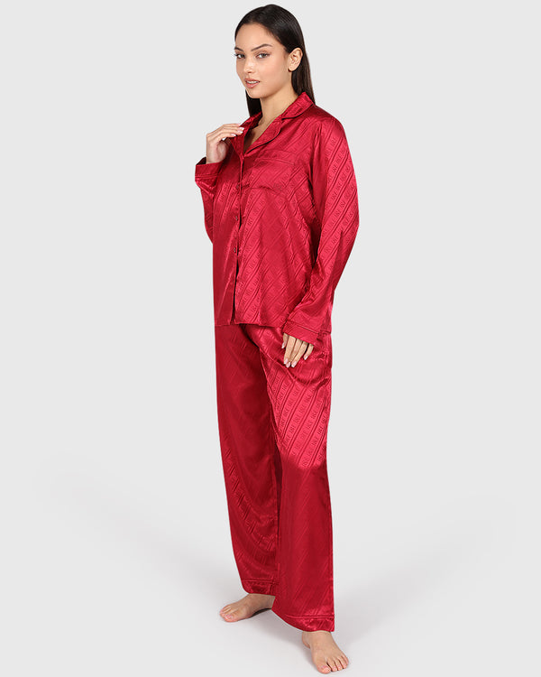 Isla & Evie Sexy Sleep 2-Piece Long Pant Dark Pink / S
