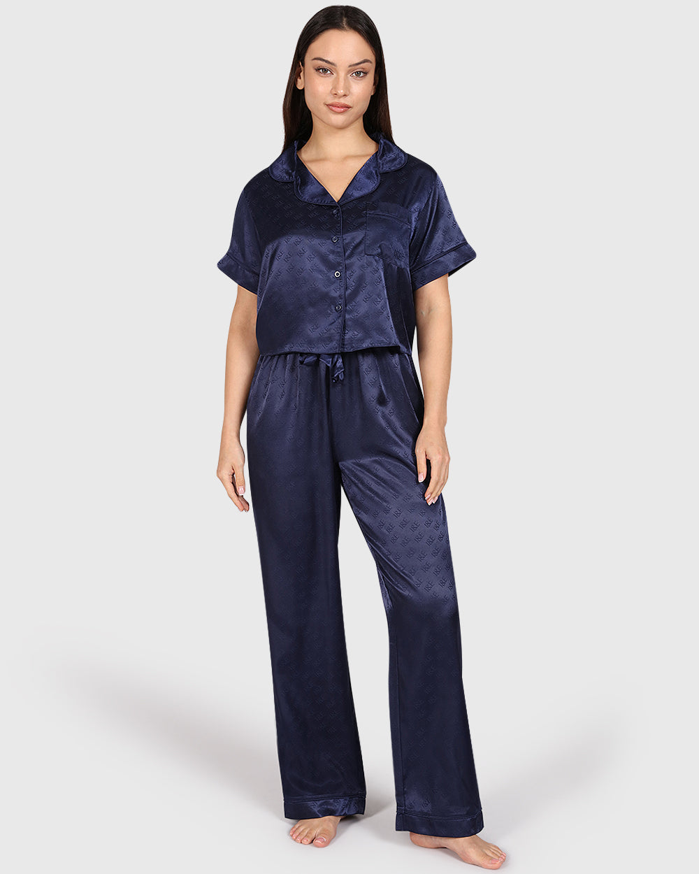 Isla & Evie Sexy Sleep 2-Piece Long Pant Dark Blue / S