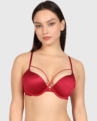 Isla & Evie Obvious Double Pushup Plunge Bra Dark Red / 34B