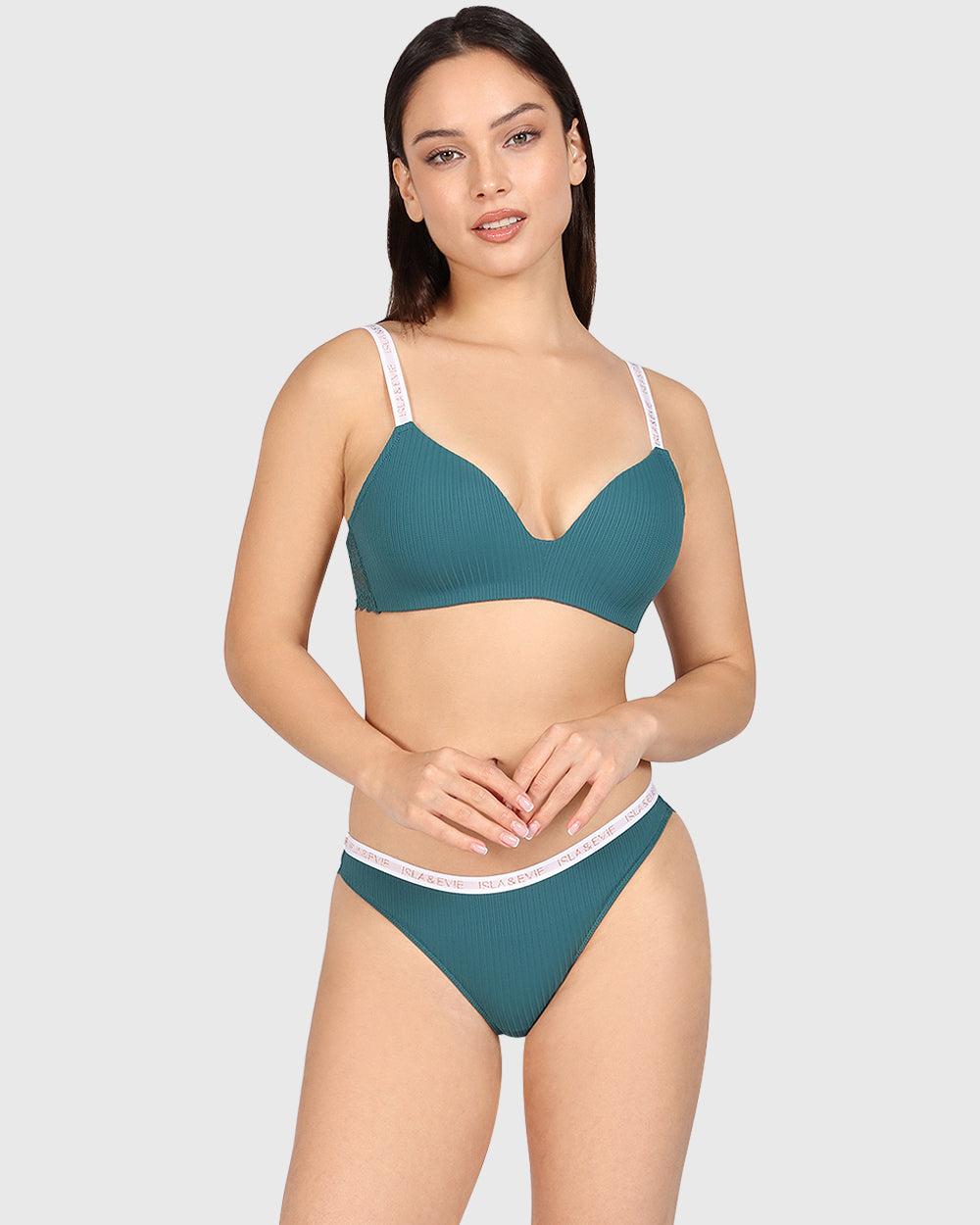 Isla & Evie Trend No Wire Plunge Bra Teal / 34B