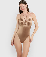 Isla & Evie Halter Tie Swimsuit Toffee / S