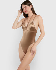 Isla & Evie Halter Tie Swimsuit Toffee / S