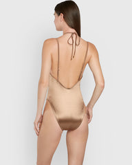 Isla & Evie Halter Tie Swimsuit Toffee / S