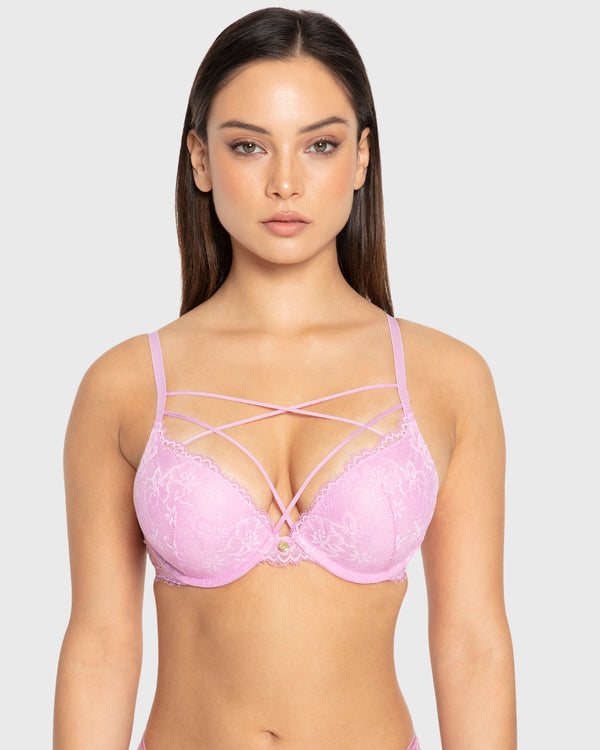 Isla & Evie Phalaenopsis Double Push Up Plunge Bra Phalaenopsis / 34B