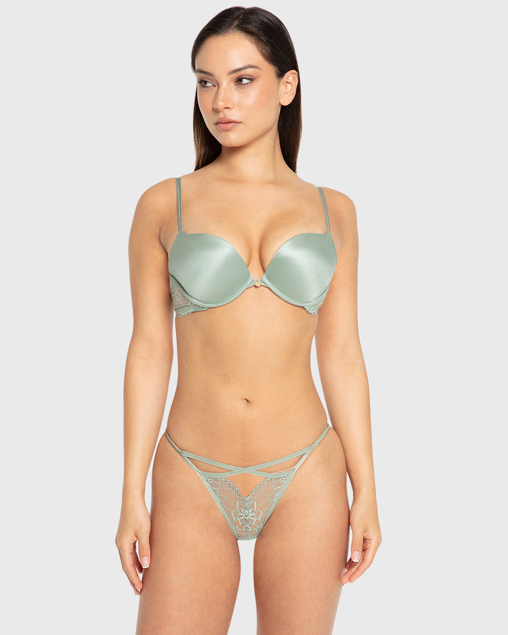 Isla & Evie Iceberg Green Gel Padded Plunge Bra Iceberg Green / 34B