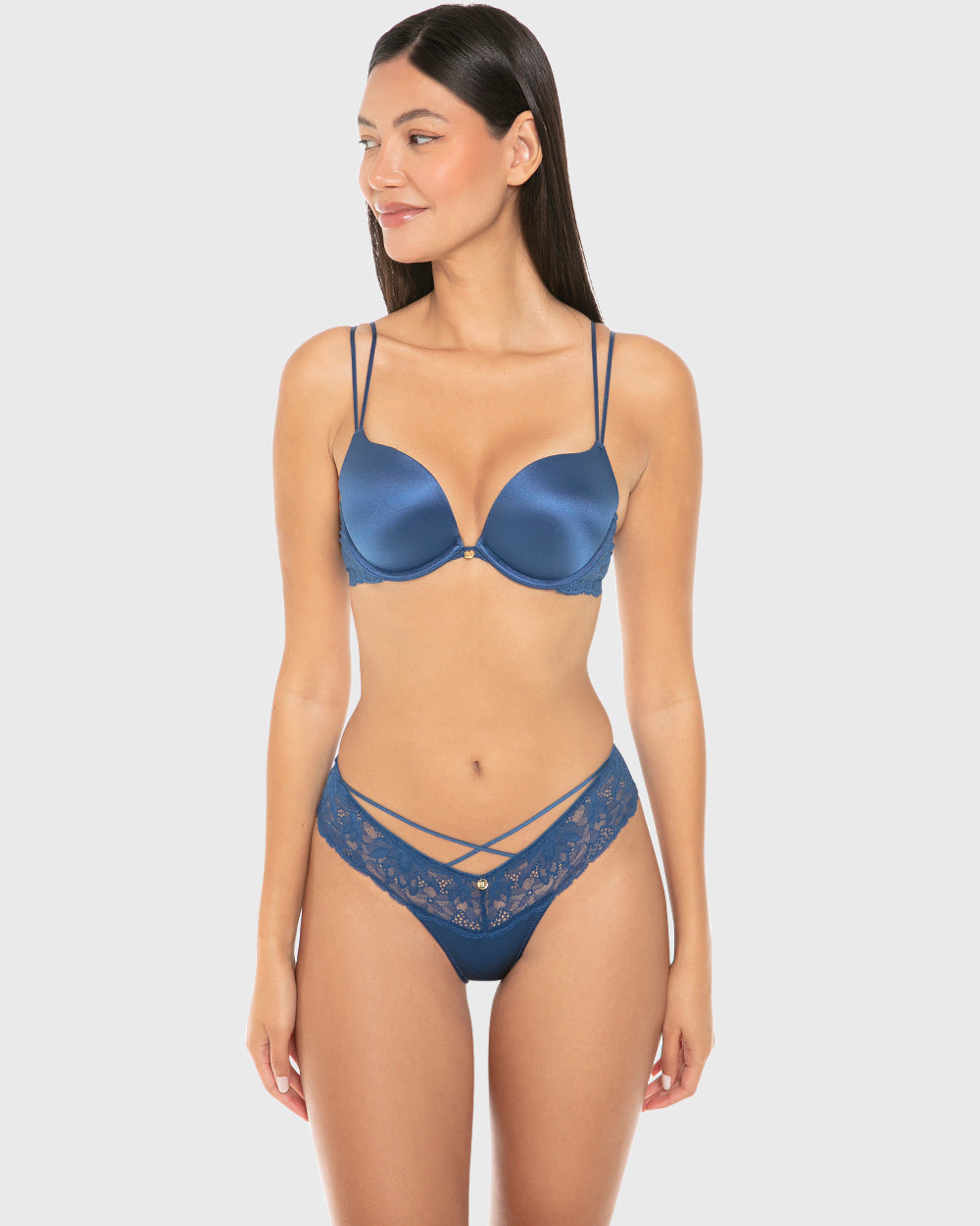 La Senza Isla And Evie Sexy Fashion Lace Micro Cheeky Panty Navy Peony Navy Peony / S