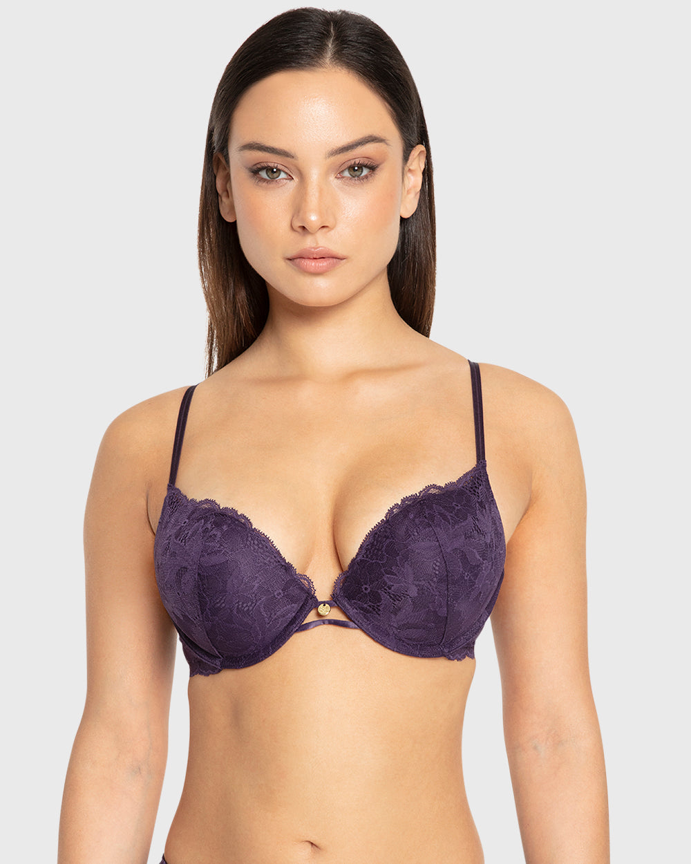 Isla & Evie Purple Velvet Double Push-Up Plunge Bra Purple Velvet / 34B