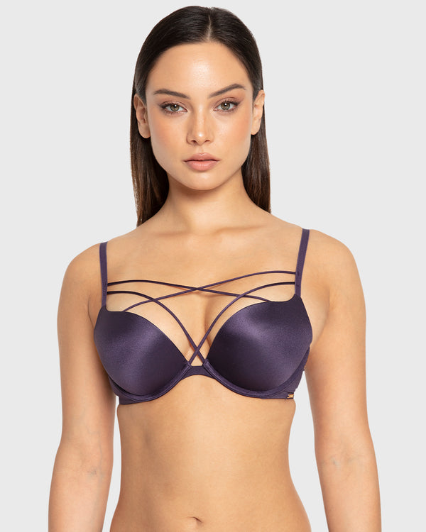 Isla & Evie Purple Velvet Gel Padded Plunge Bra Purple Velvet / 34B