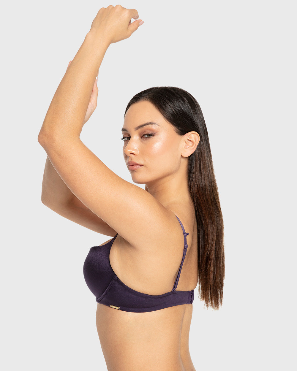 Isla & Evie Purple Velvet Gel Padded Plunge Bra Purple Velvet / 34B