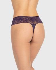 Isla & Evie Purple Velvet Lace Thong Panty Purple Velvet / S