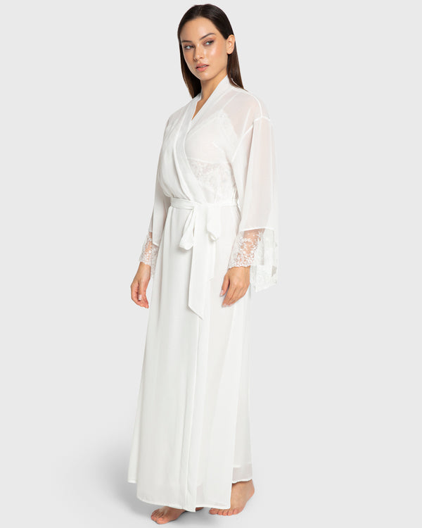 Isla & Evie Bright White Chiffon Robe Bright White / XS