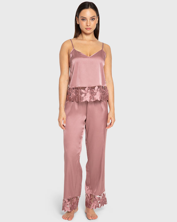 Isla & Evie Nostalgia Rose Satin Pajama Set Nostalgia Rose / S