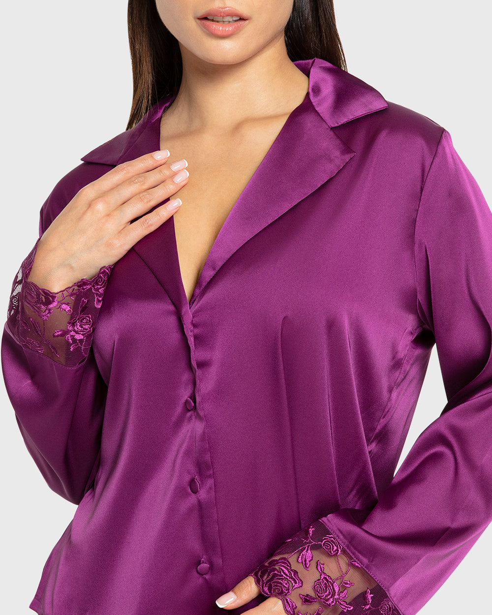 Isla & Evie Purple Potion Satin Pajama Set Purple Potion / S