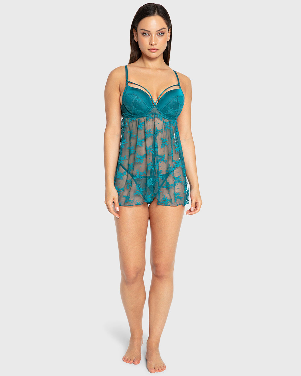 Isla & Evie Pacific Lace Cupped Babydoll Pacific / S