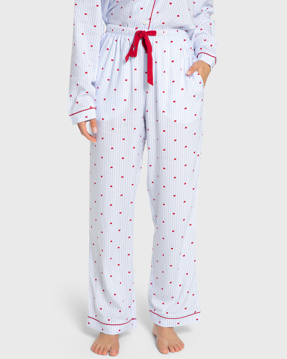 Isla & Evie Blue Heart Print Viscose Pajama Set Blue Heart Print / S