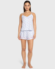 Isla & Evie Blue Heart Print Viscose Cami Pajama Set Blue Heart Print / S