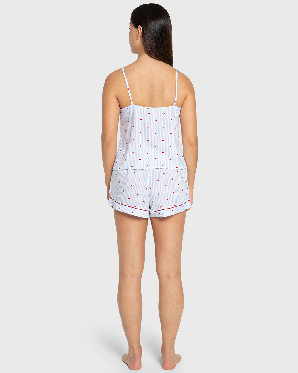 Isla & Evie Blue Heart Print Viscose Cami Pajama Set Blue Heart Print / S