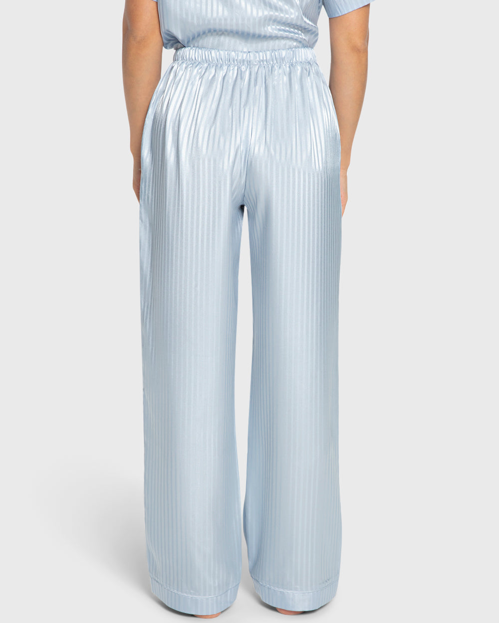 Isla & Evie Blue Stripe Satin Pajama Set Blue Stripe / S