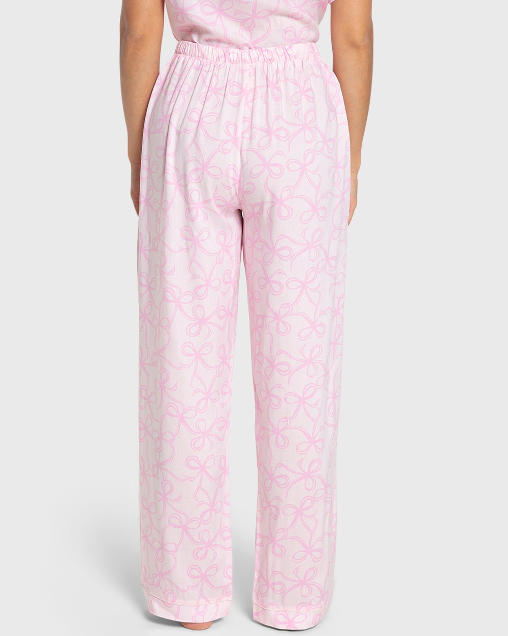 Isla & Evie Pink Bows Long Pant Pajama Set Light Pink / S