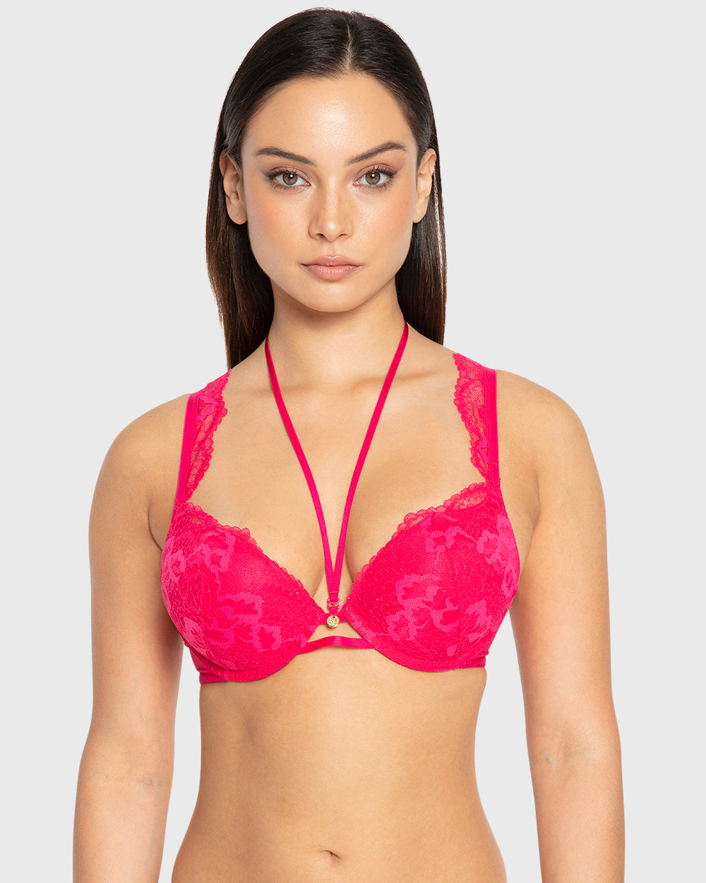 Isla & Evie Bright Rose Double Push-Up Plunge Bra Bright Rose / 34B