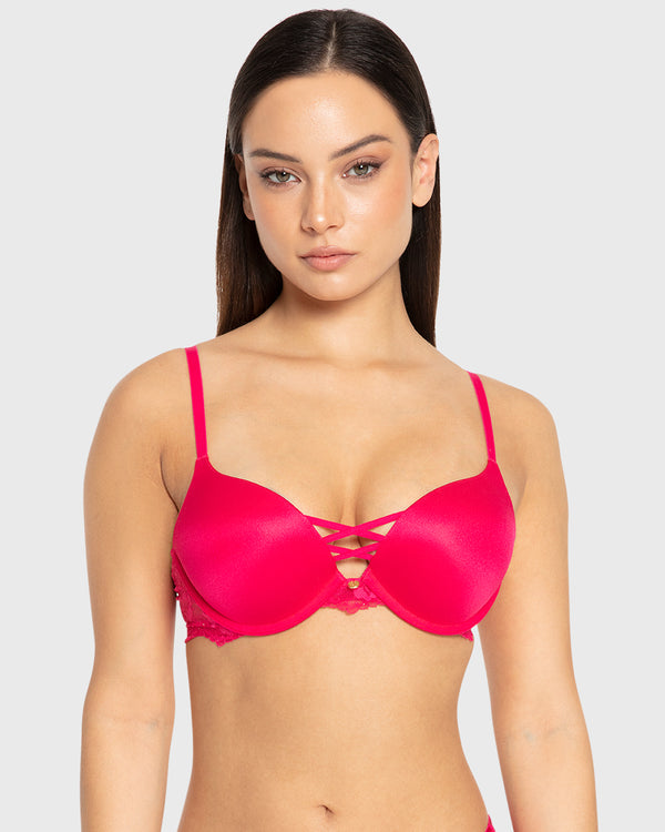 Isla & Evie Bright Rose Double Push-Up Plunge Bra Bright Rose / 34B