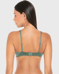 Isla & Evie Lightly Lined Full Coverage Bra Silver Pine Print / 34B