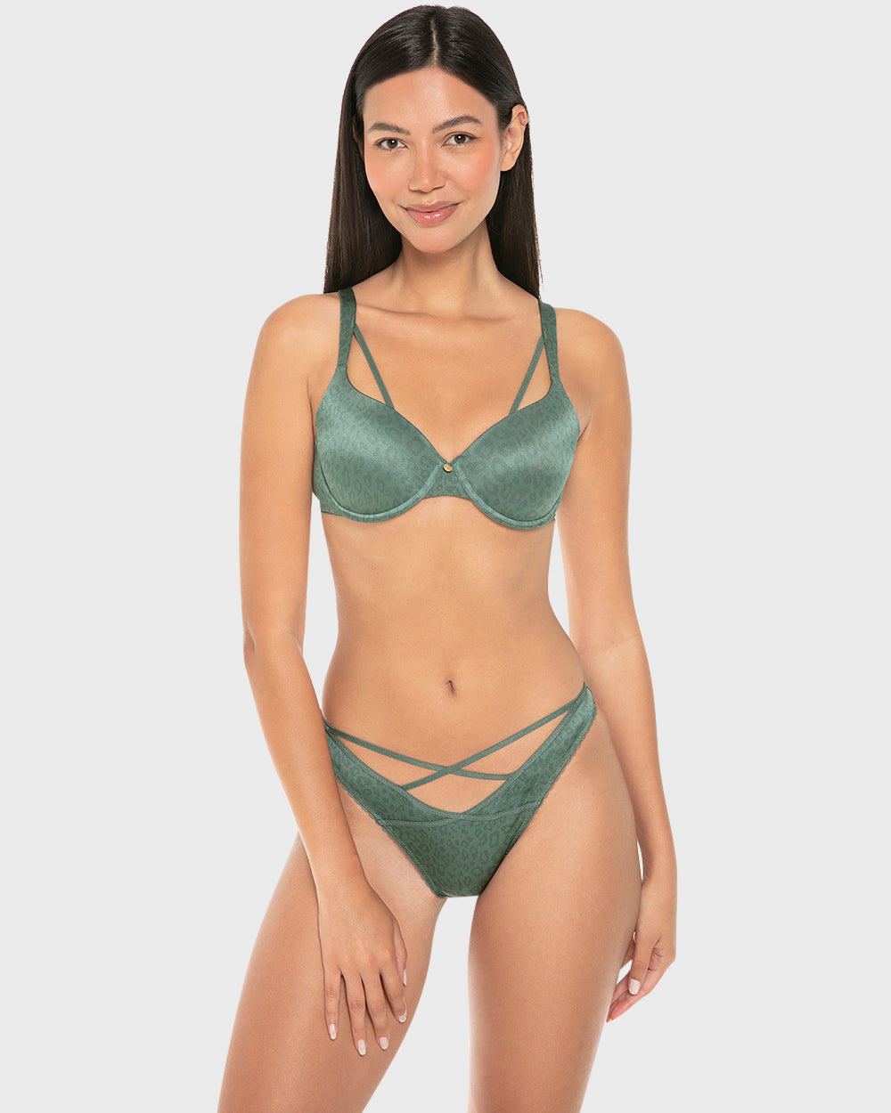Isla & Evie Lightly Lined Full Coverage Bra Silver Pine Print / 34B