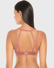 Isla & Evie Luxe Fashion Double Push up Plunge Bra Withered Rose Print / 34B
