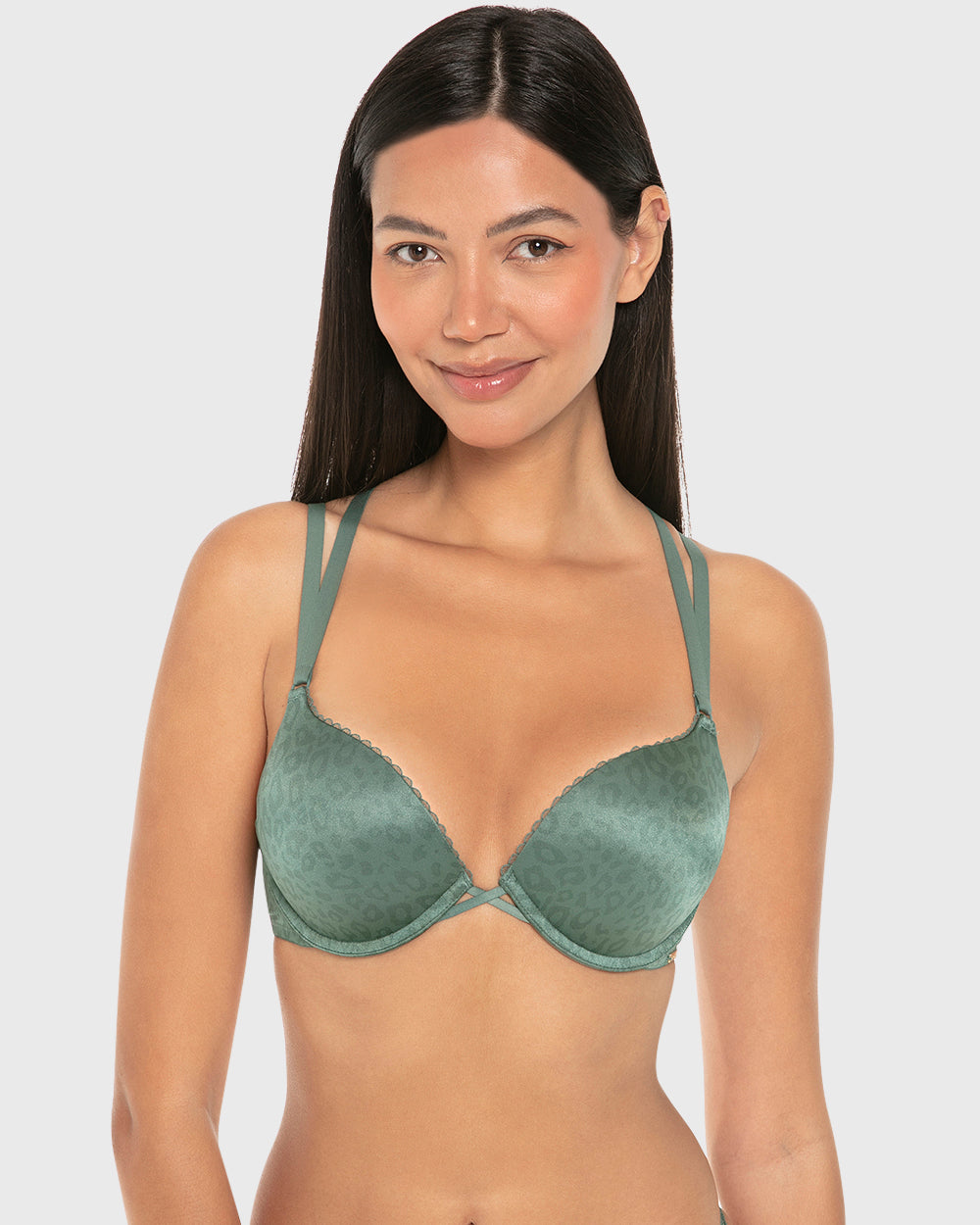 Isla & Evie Double Push up Plunge Bra Silver Pine Print / 34B