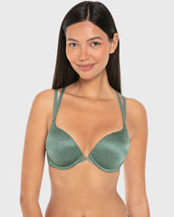 Isla & Evie Double Push up Plunge Bra Silver Pine Print / 34B