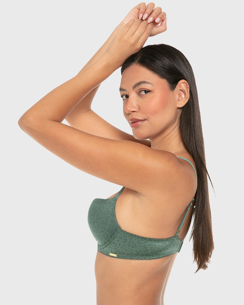 Isla & Evie Lightly Lined Plunge Bra Silver Pine Print / 34B