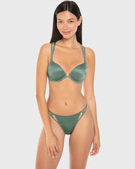 Isla & Evie Micro Thong Panty Silver Pine Print / S