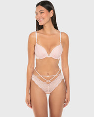 Isla & Evie Luxe Fashion Double Push up Plunge Bra Rose Quartz / 34B