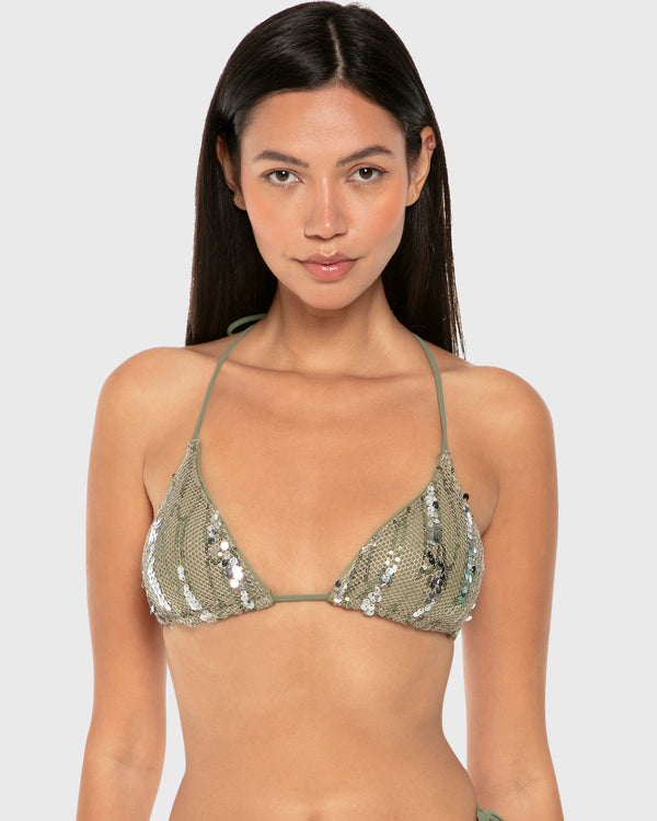 Isla & Evie Sequin Halter Neck Swim Bra Top