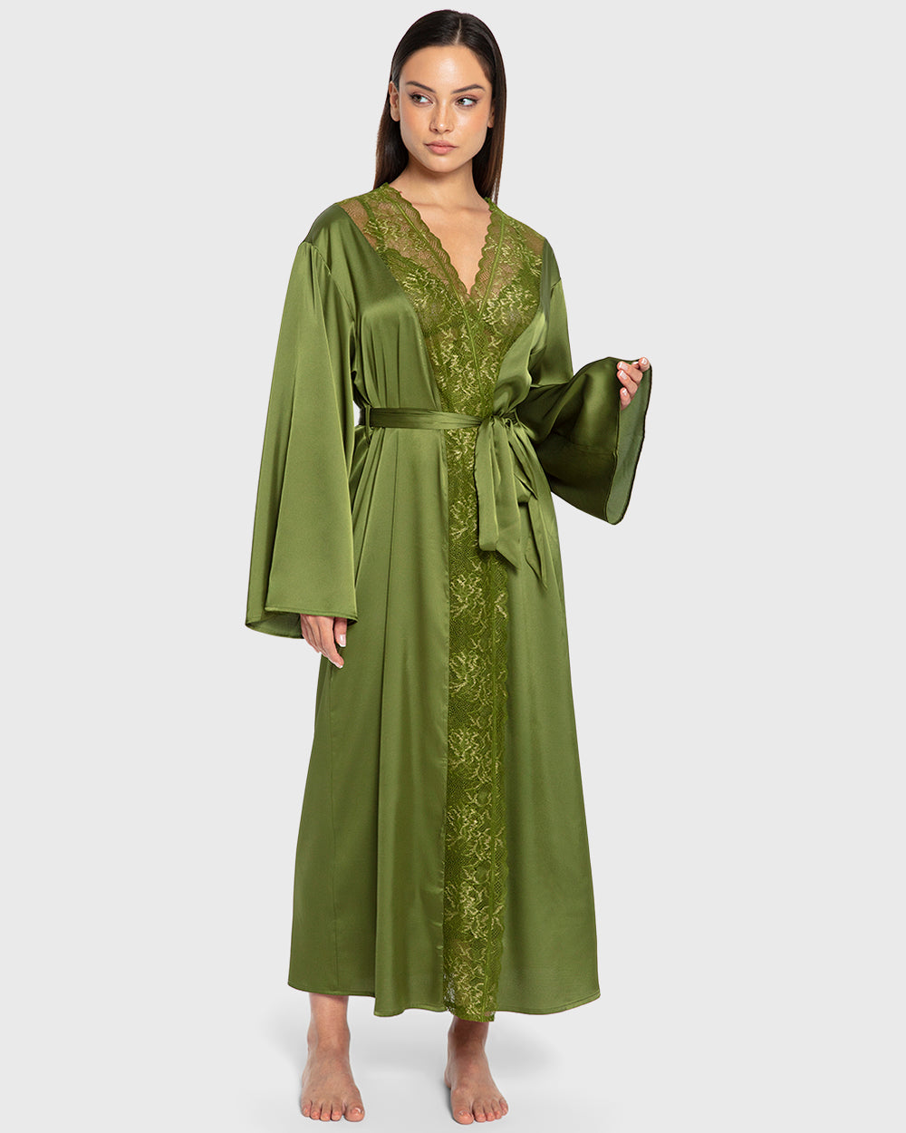 Isla & Evie Cardamom Seed Chiffon Robe Cardamom Seed / S