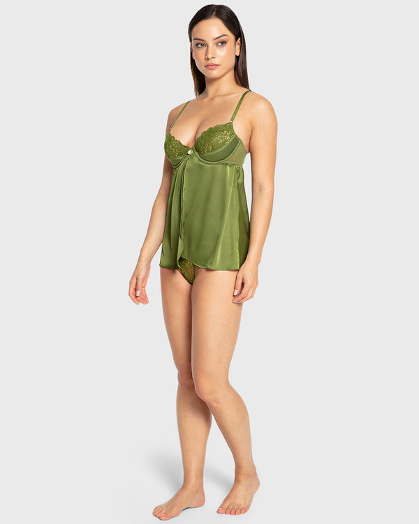 Isla & Evie Cardamom Seed Lace Babydoll Cardamom Seed / S