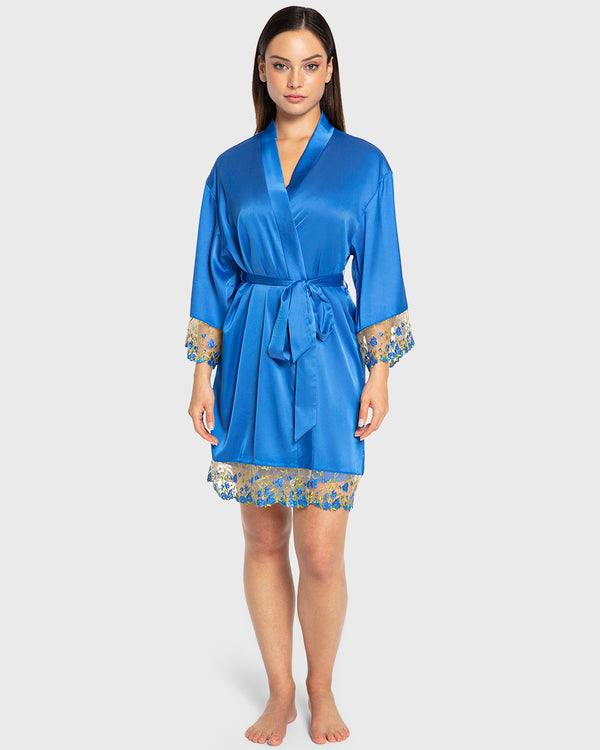 Isla & Evie Princess Blue Satin Robe Princess Blue / S
