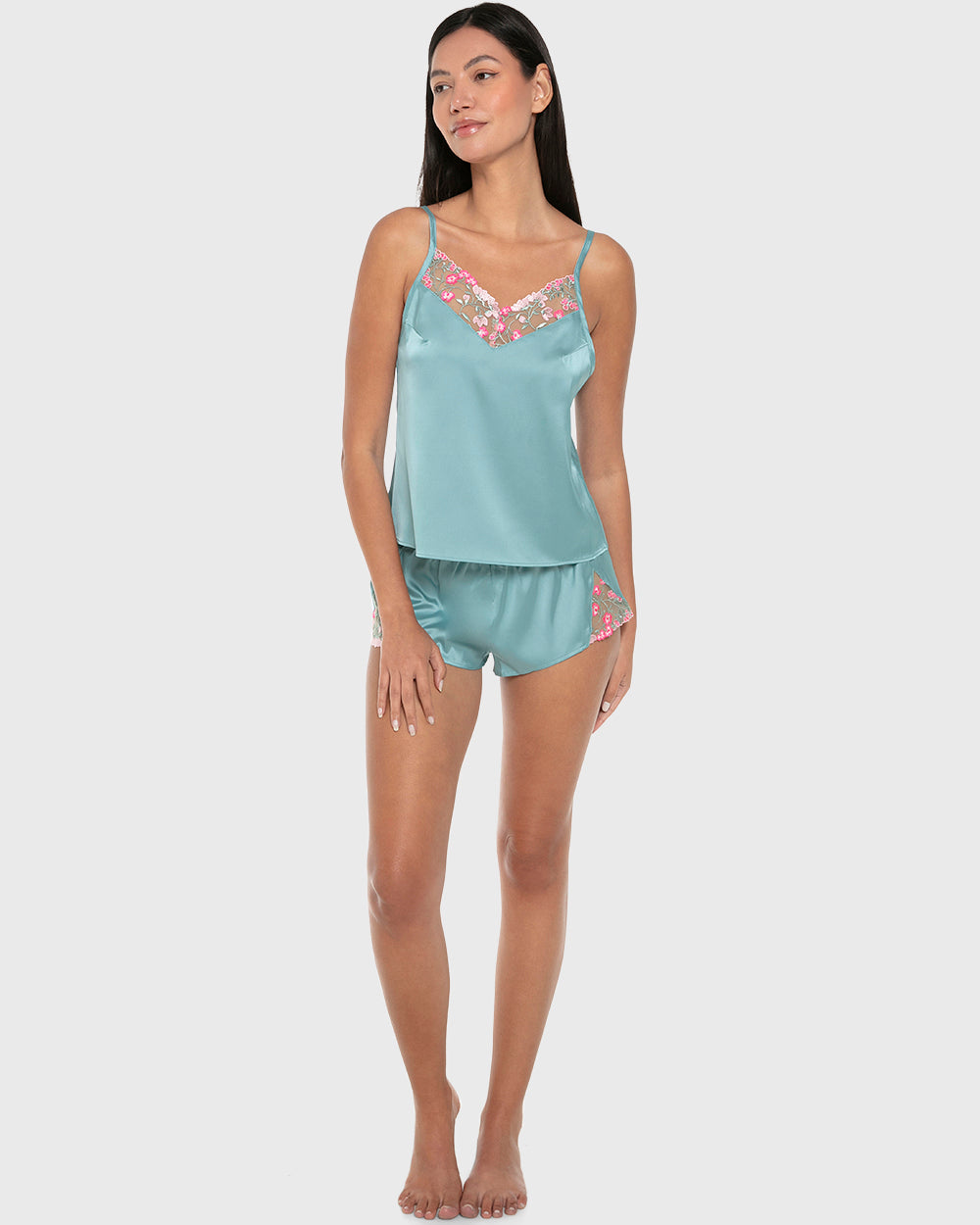 La Senza Isla And Evie Sexy Sleep Satin Cami Set Pajama Reef Waters Reef Waters / S