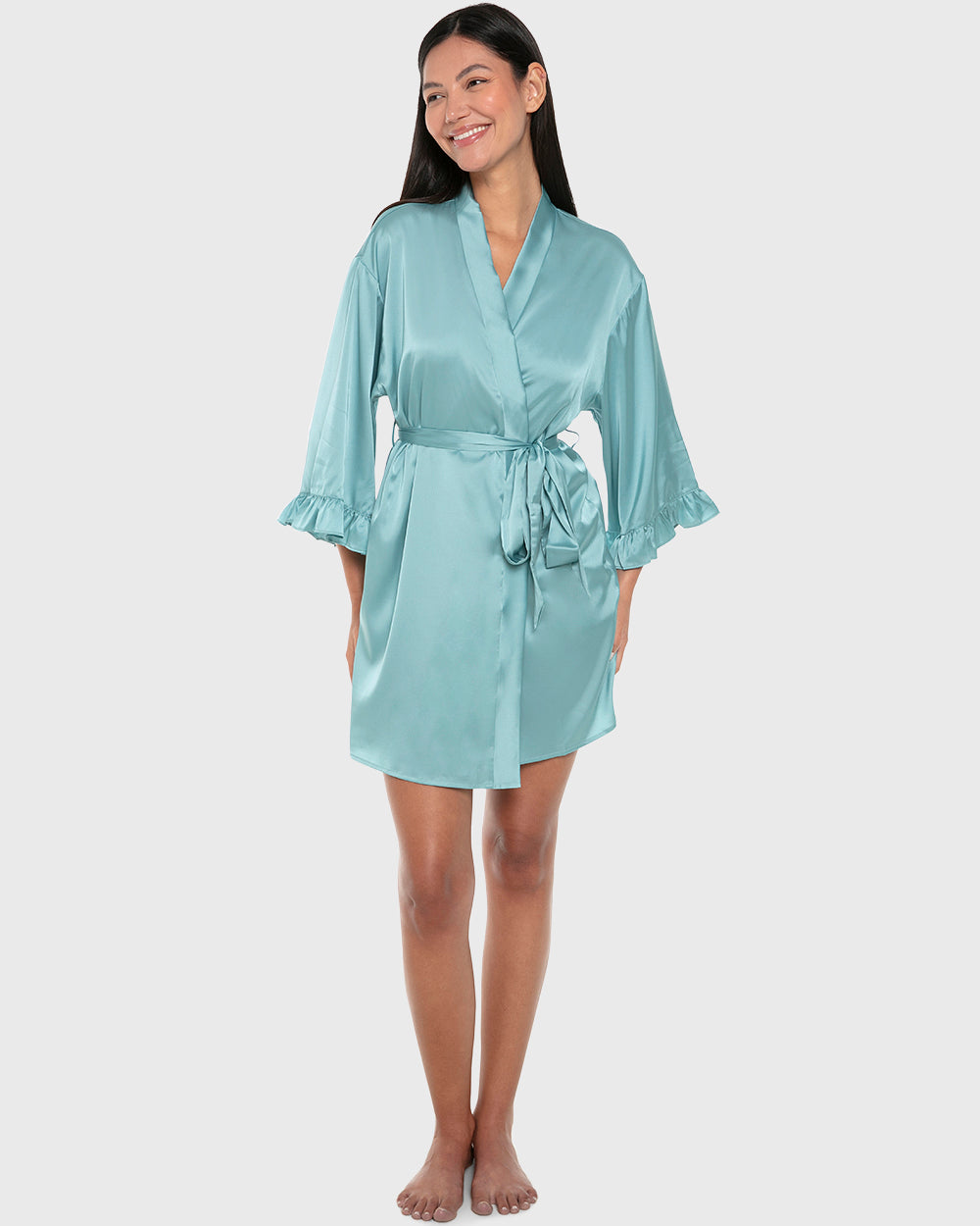La Senza Isla And Evie Sexy Sleep Satin Robe Lingerie Reef Waters Reef Waters / S