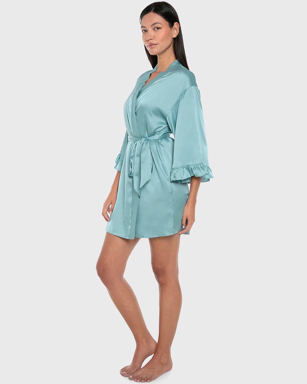 La Senza Isla And Evie Sexy Sleep Satin Robe Lingerie Reef Waters Reef Waters / S