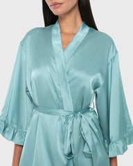 La Senza Isla And Evie Sexy Sleep Satin Robe Lingerie Reef Waters Reef Waters / S