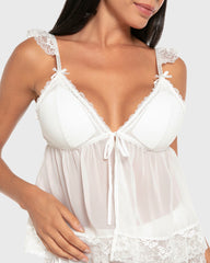 Isla & Evie Chiffon Cami Set Ivory / S