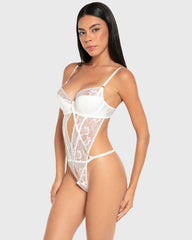 Isla & Evie Chiffon Wired Bodysuit Ivory / S