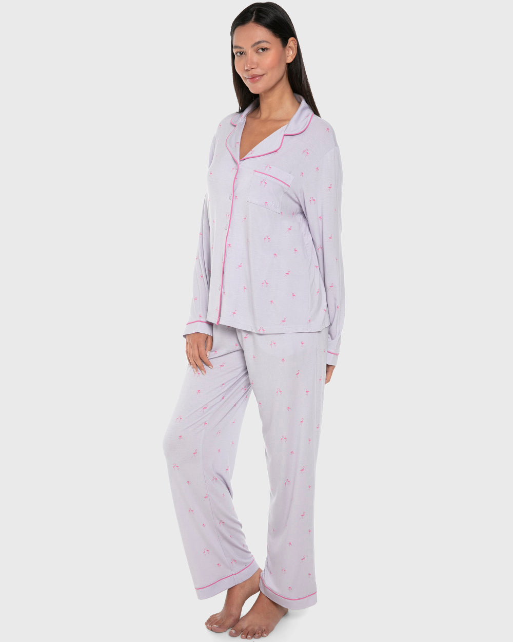 Isla & Evie Modal Two-Piece Long Pajama Set