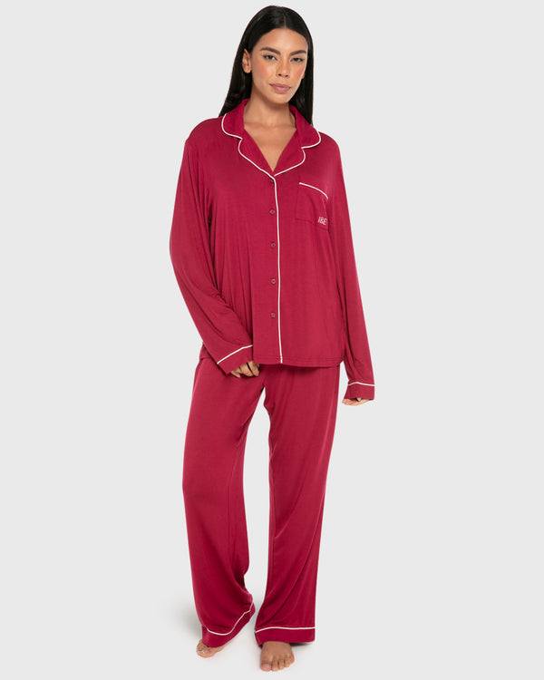 Isla & Evie Modal Two-Piece Long Pajama Set