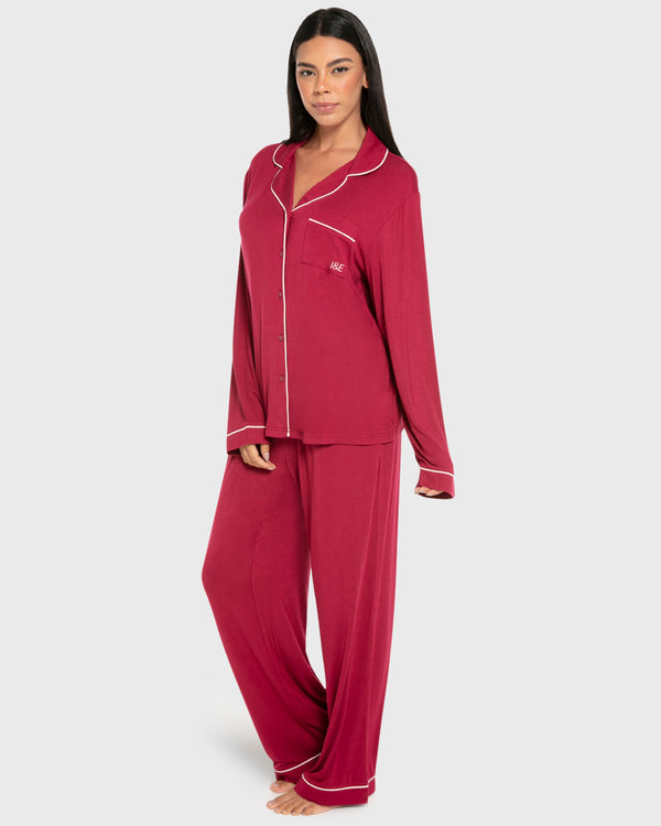 Isla & Evie Modal Two-Piece Long Pajama Set
