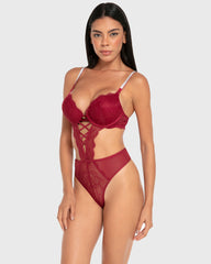 Isla & Evie Lace Wired Bodysuit Rumba Red / S