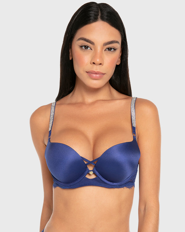 Isla & Evie Wired Gel Padded Plunge Bra Bellwether Blue / 34B