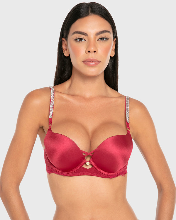 Isla & Evie Wired Gel Padded Plunge Bra Rumba Red / 34B