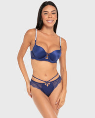 Isla & Evie Lace Brazilian Panty Bellwether Blue / S